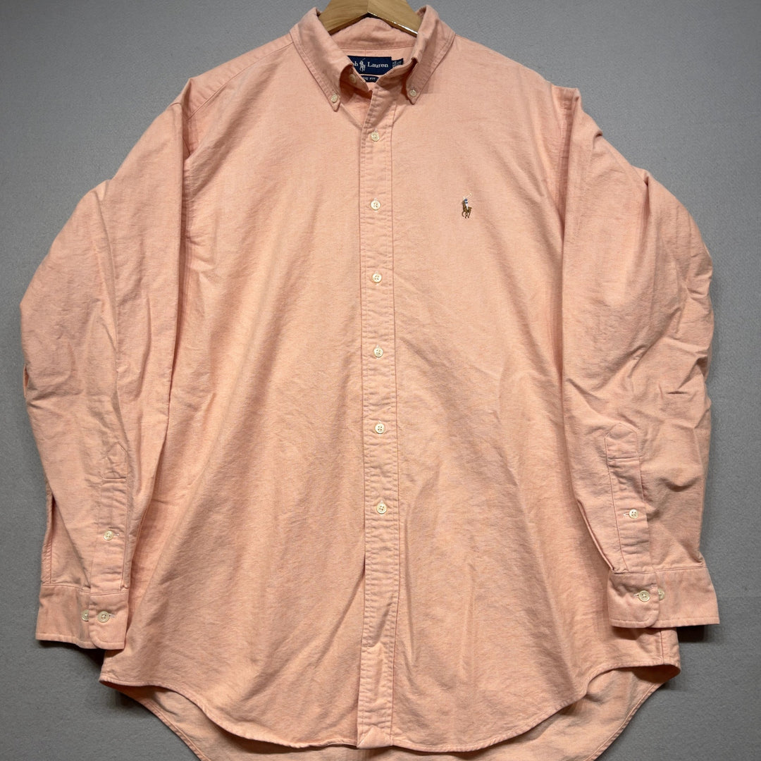 Vintage Polo Ralph Lauren Orange Peach button Down Shirt XL