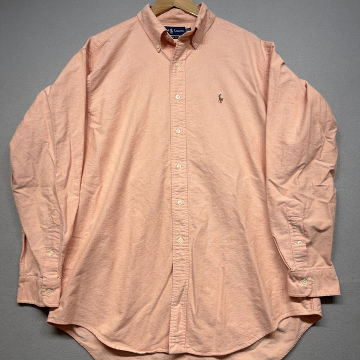 Vintage Polo Ralph Lauren Orange Peach button Down Shirt XL