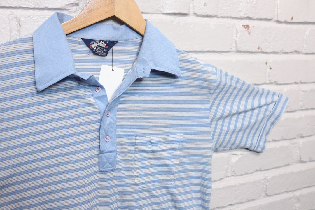 80s knights bridge striped polo shirt size large