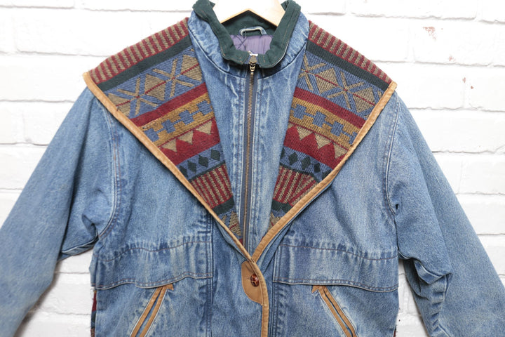 90s Vintage  Rock Creek Southwestern Denim Jacket Size Small