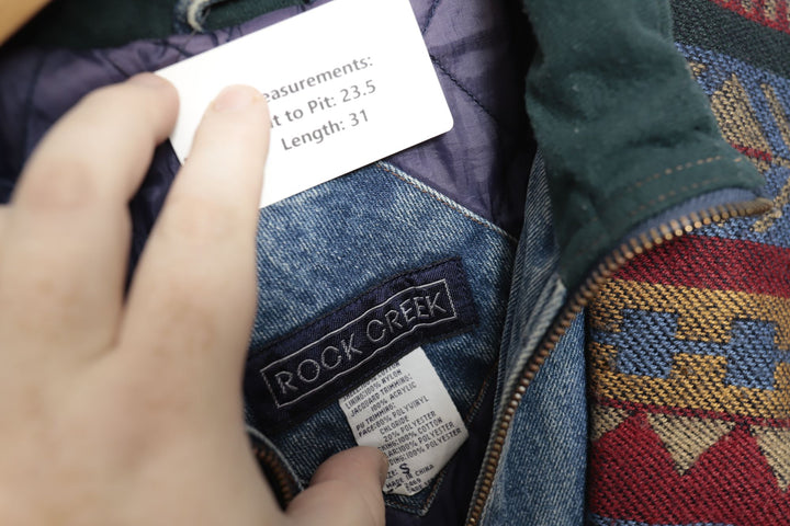 90s Vintage  Rock Creek Southwestern Denim Jacket Size Small