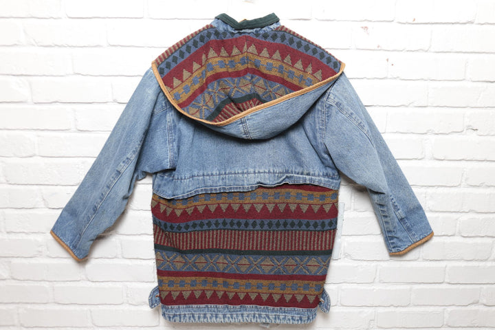 90s Vintage  Rock Creek Southwestern Denim Jacket Size Small
