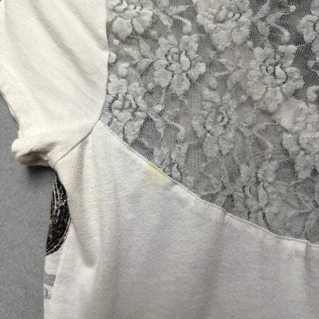 Vintage Vanity Lace Back Y2K T Shirt Size XS