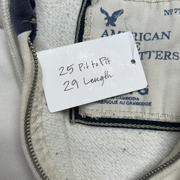 American Eagle Mens XL Navy White Two Tone Vintage Grunge Y2k Distressed Hoodie