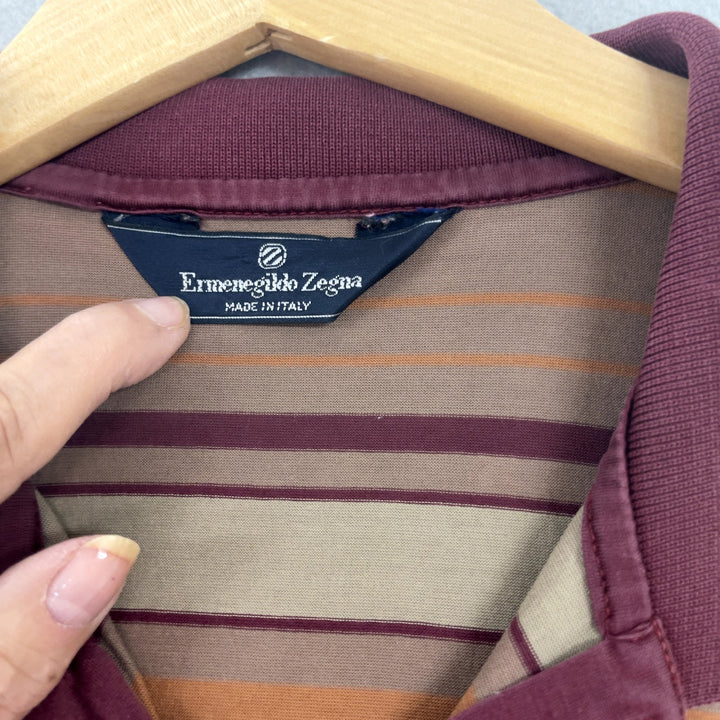 Vintage Ermenegildo Zegna Striped Polo Shirt size Medium