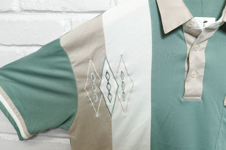 Green and tan Vintage Polo Shirt Large 90s