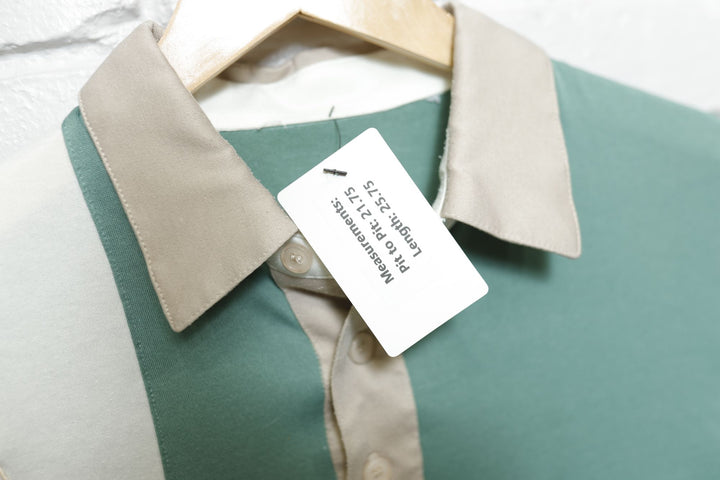 Green and tan Vintage Polo Shirt Large 90s