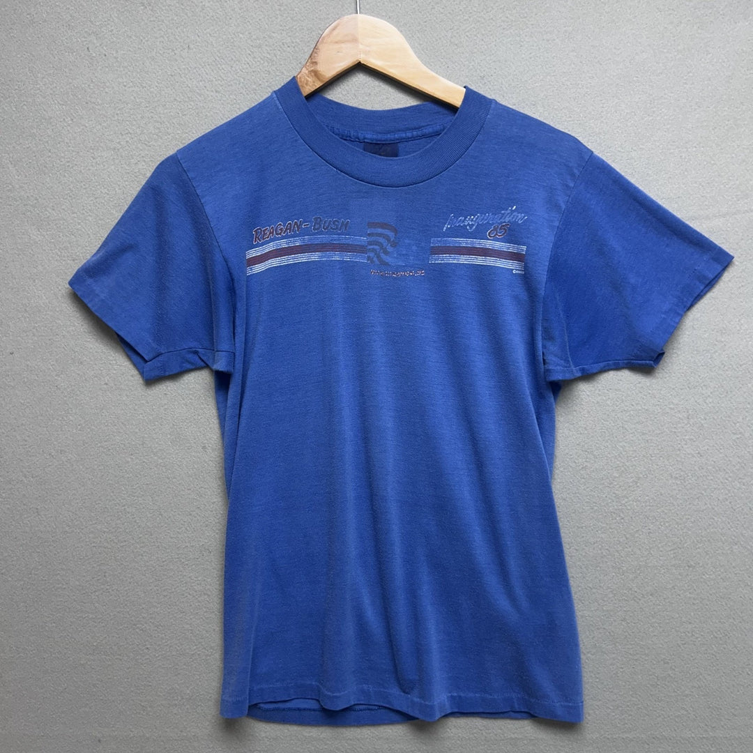 Vintage 1985 Reagan Bush Presidential Inauguration Politics Shirt Blue Size S