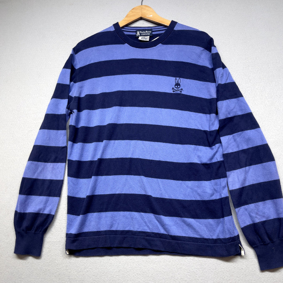 Psycho Bunny Blue Striped Sweater Size Medium