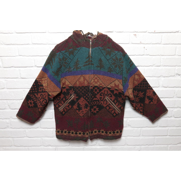 LL Bean Vintage Jacket Womens Small 90s Wool Blend Nordic