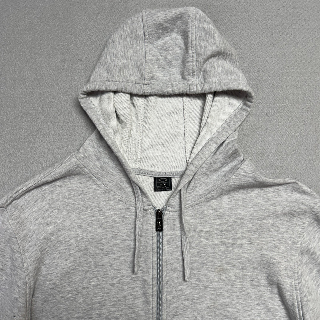 Oakley Grey Full Zip Hoodie Patch Logo Men's Size Medium