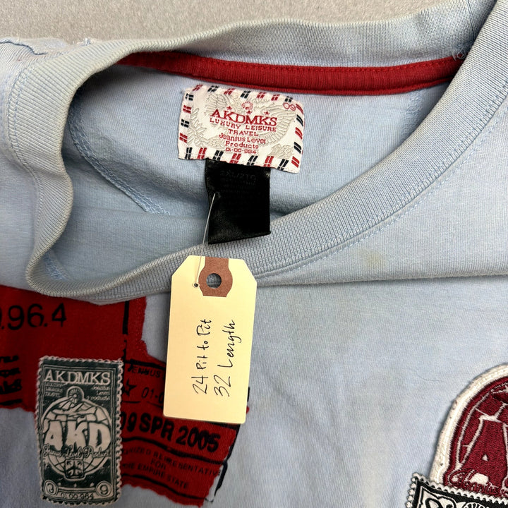 Vintage AKDMKS Travel Stamps T Shirt Size XL