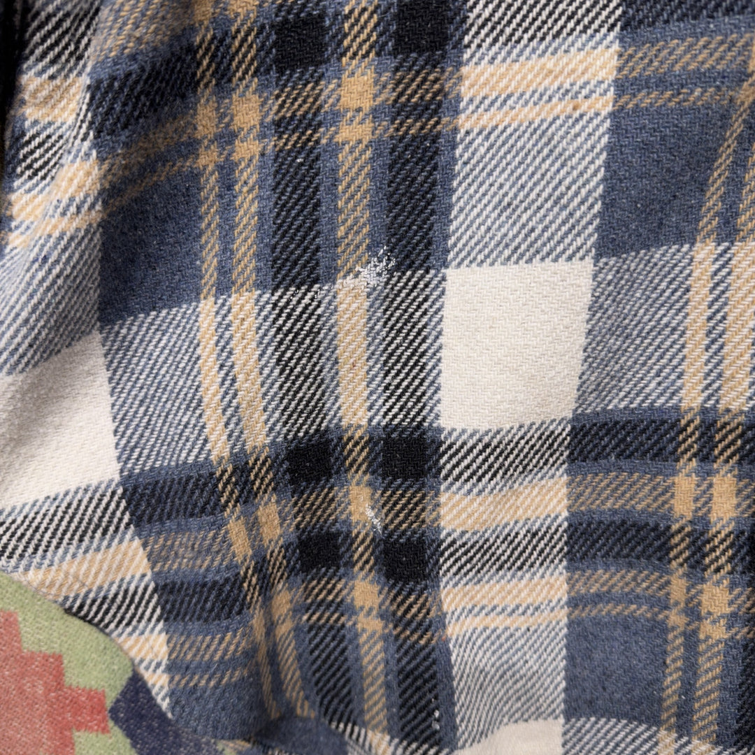 Vintage Wrangler 70s Flannel Plaid Button Down Shirt Size Medium  grunge