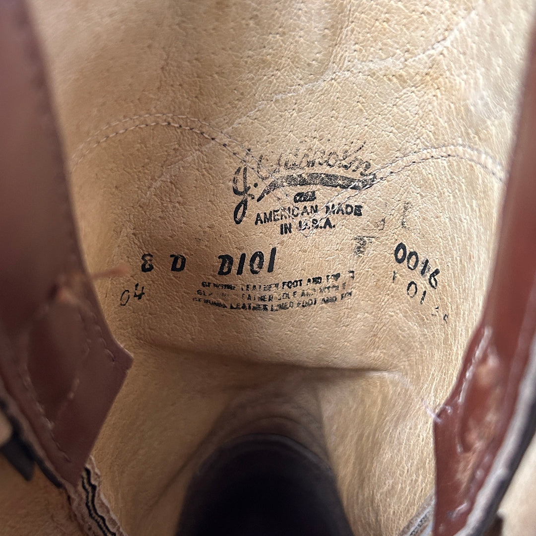 Vintage J. Chisholm Brown Western Cowboy Boots Size 8D