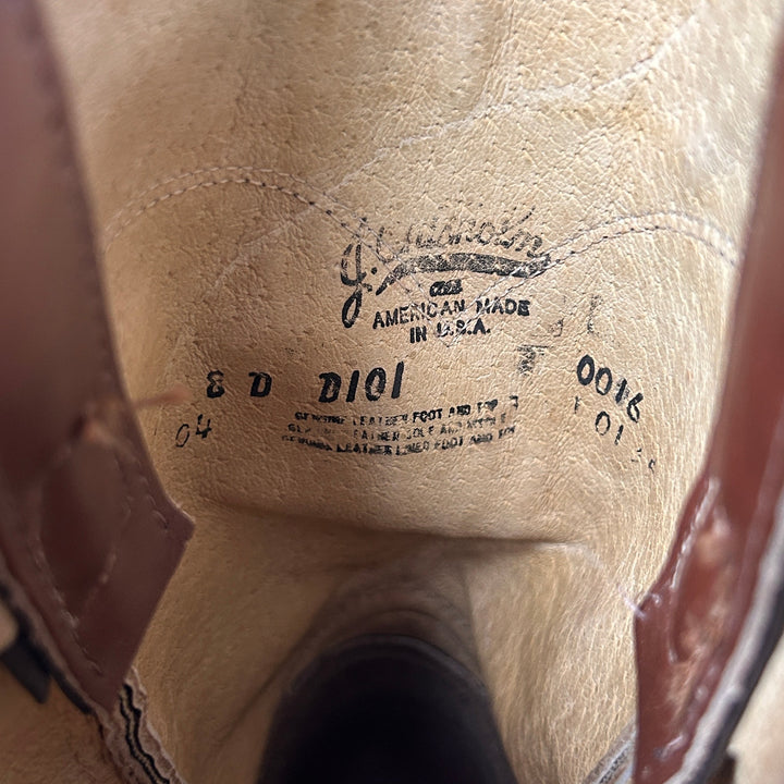 Vintage J. Chisholm Brown Western Cowboy Boots Size 8D