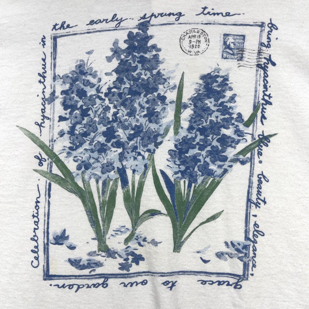 Vintage Blue Flower T Shirt Size Large