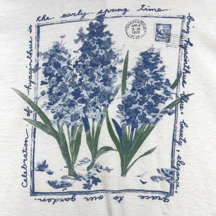 Vintage Blue Flower T Shirt Size Large