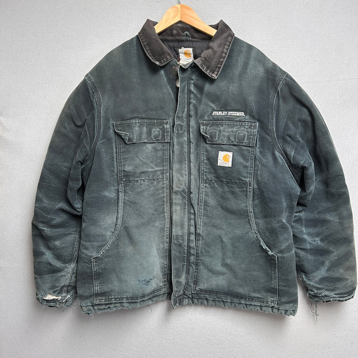 Vintage Carhartt C03 BLK Full Zip Work Wear Jacket Distressed 48