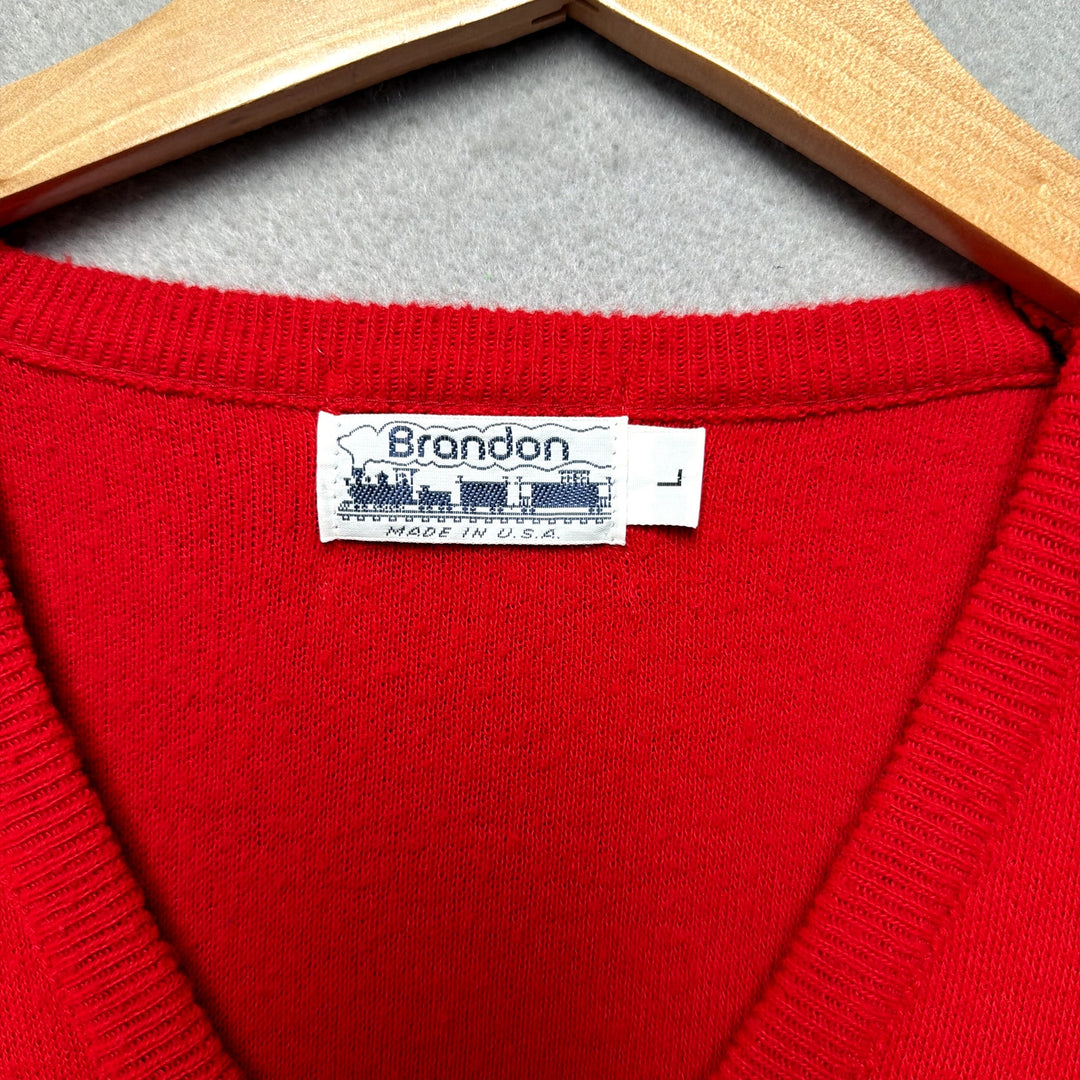 Vintage University of Arkansas V Neck Sweater Size Large