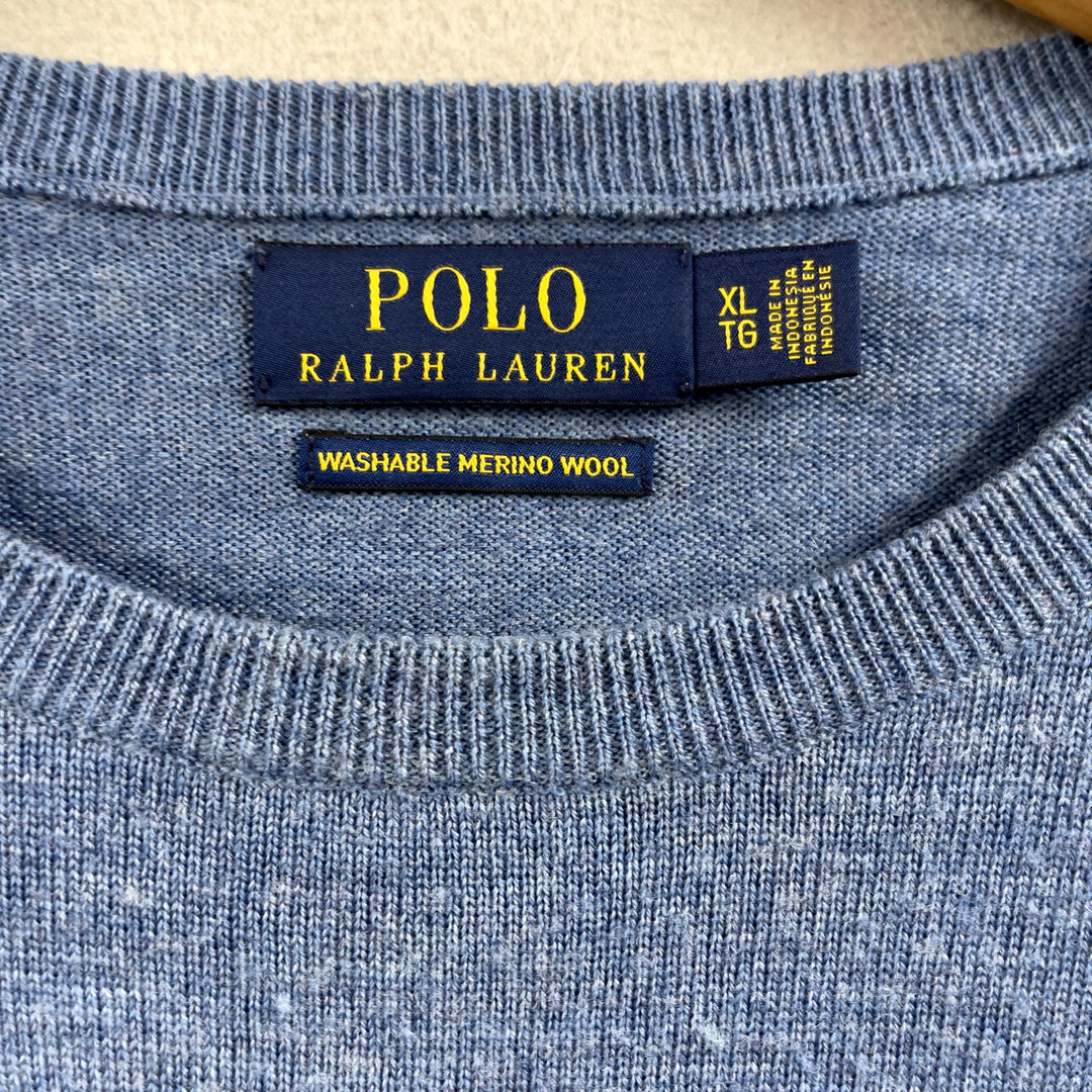 Men's Polo Ralph Lauren Blue Merino Wool Sweater Size XL
