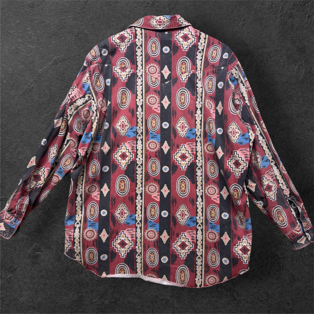 Vintage Wrangler 90s Aztec Button Down Shirt Size XL