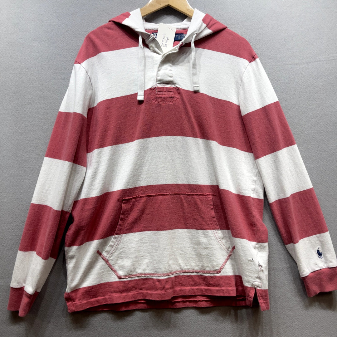 Polo Ralph Lauren Salmon Pink Stripe Hoodie Size Medium