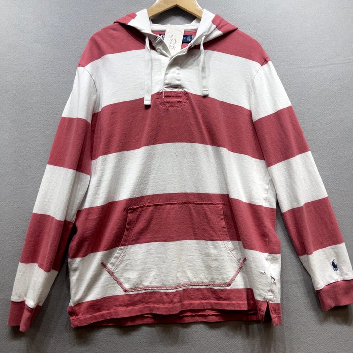 Polo Ralph Lauren Salmon Pink Stripe Hoodie Size Medium