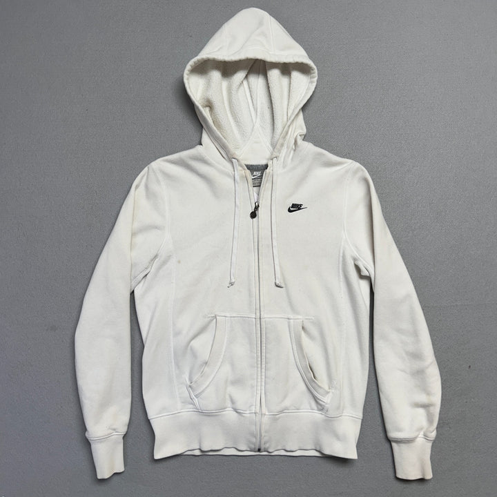 Y2K Nike Sportswear White Full Zip Hoodie Size M (8-10)