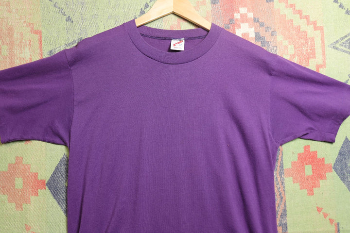 Jerzees Vintage Blank Purple T Shirt 90s Large
