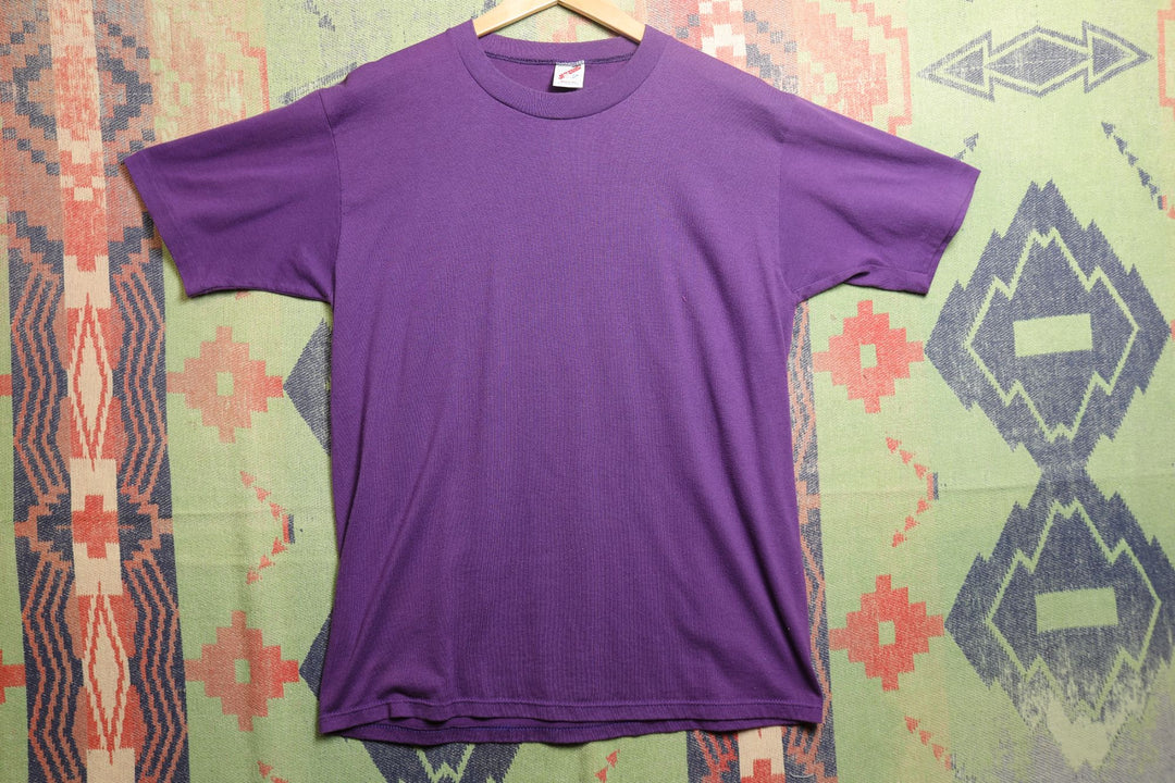 Jerzees Vintage Blank Purple T Shirt 90s Large