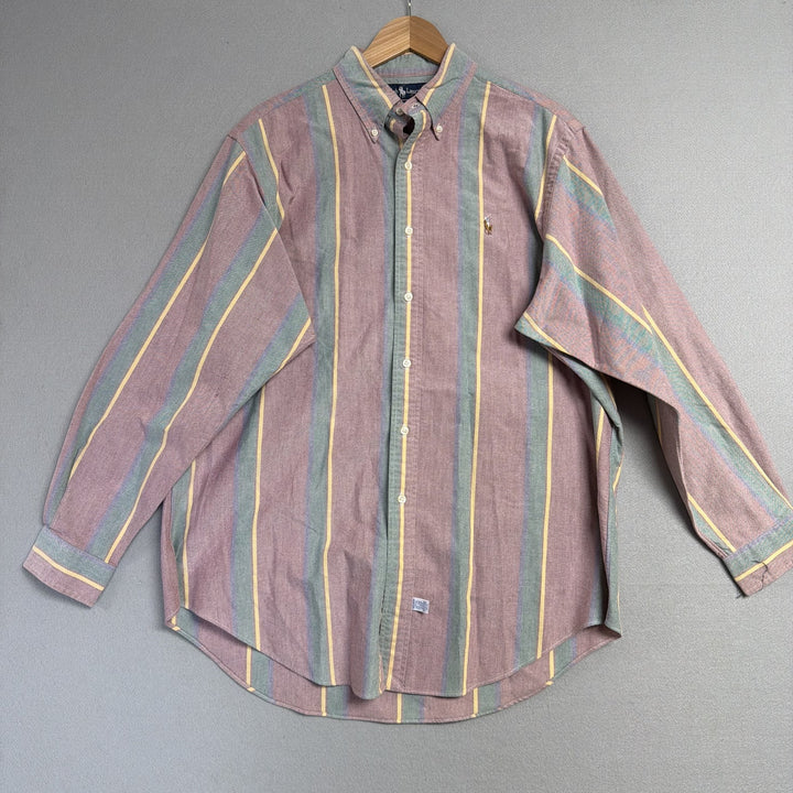 Vintage Polo Ralph Lauren Striped Button Down Shirt Size XL