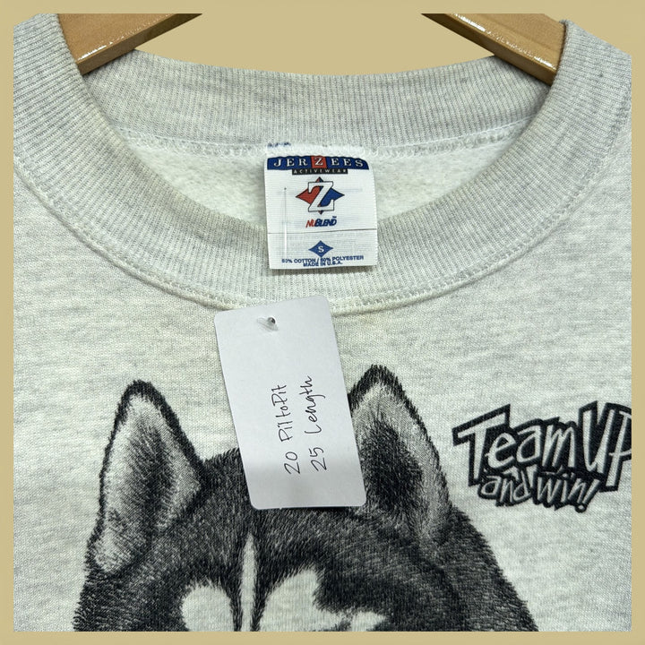 Vintage Husky Dog Sledding 90s Sweatshirt Size Small