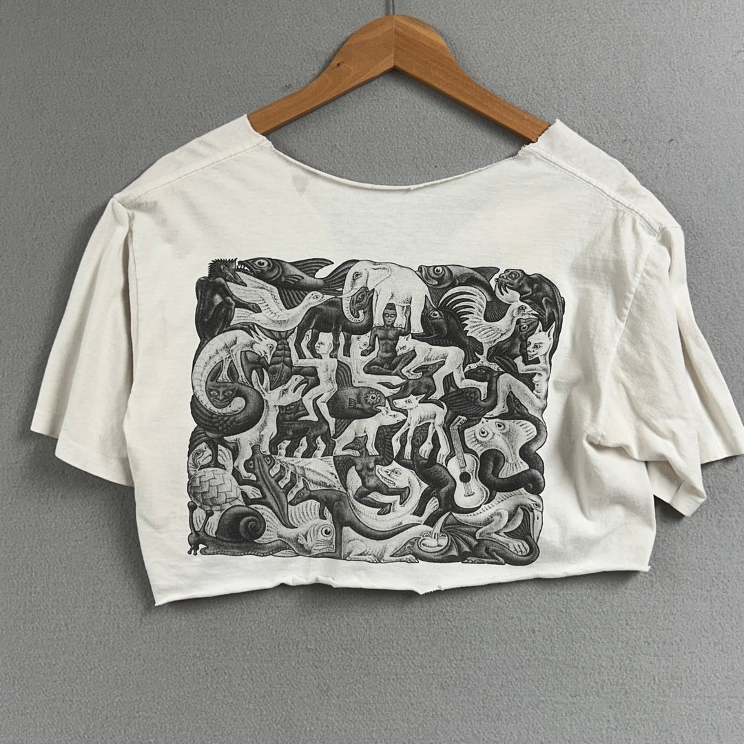Vintage MC Escher Cropped Art T Shirt Size Medium