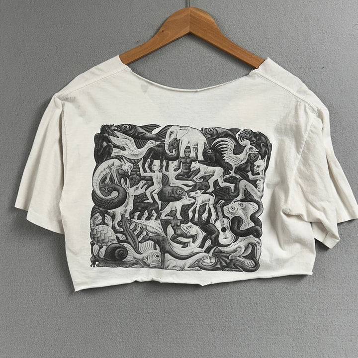 Vintage MC Escher Cropped Art T Shirt Size Medium