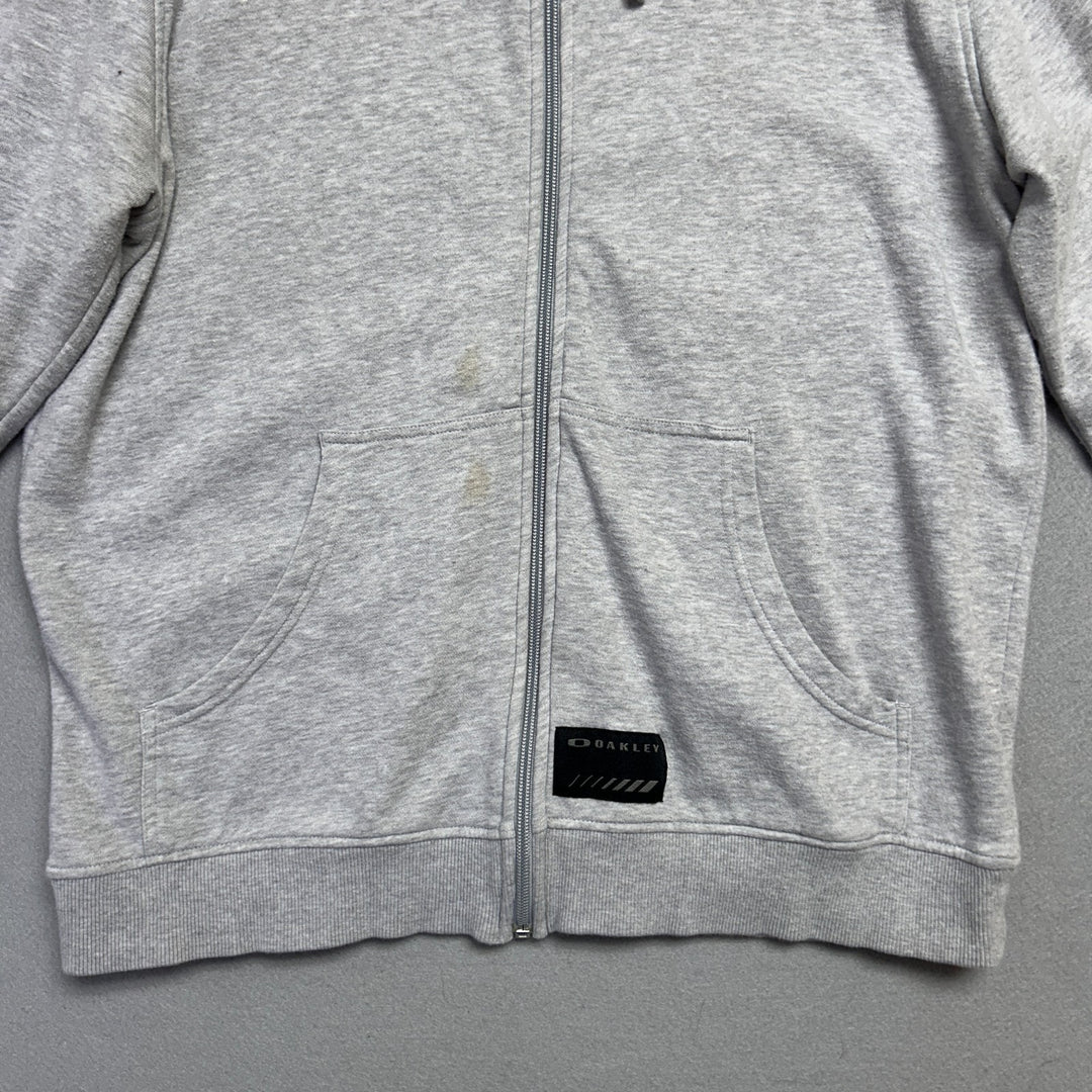 Oakley Grey Full Zip Hoodie Patch Logo Men's Size Medium