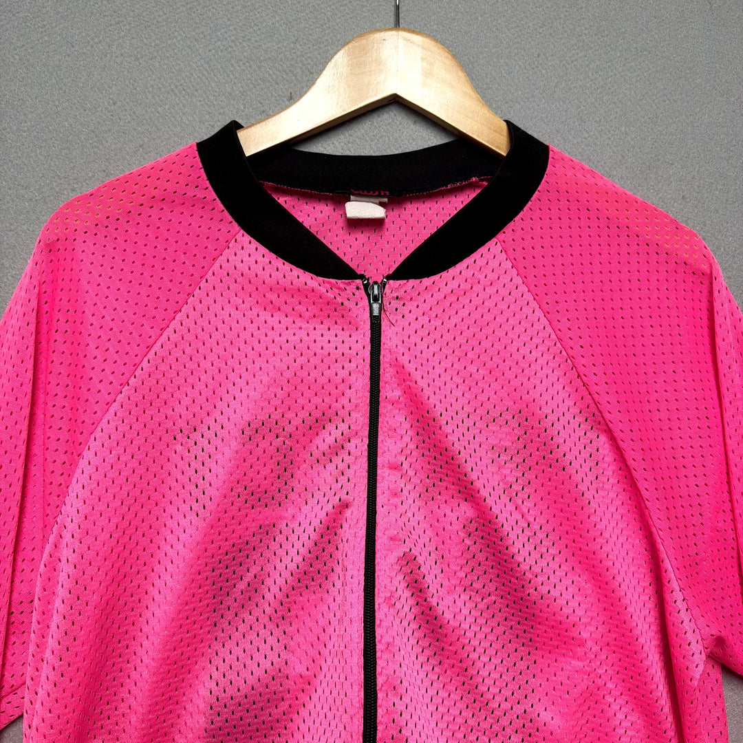 Blush Perfect 10 Y2K Hot Pink Mesh Bomber Jacket Size Medium