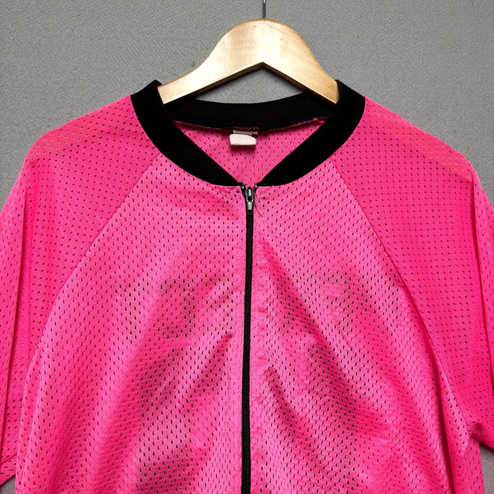 Blush Perfect 10 Y2K Hot Pink Mesh Bomber Jacket Size Medium