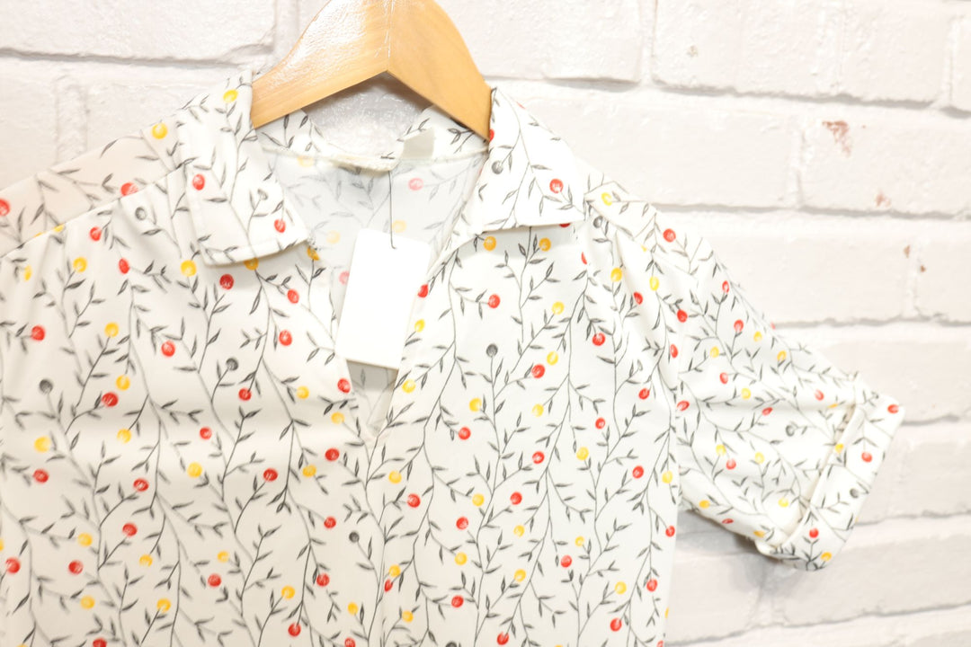 70s montgomery ward polyester floral polo shirt size medium