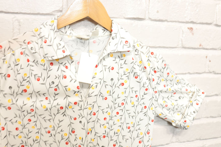 70s montgomery ward polyester floral polo shirt size medium