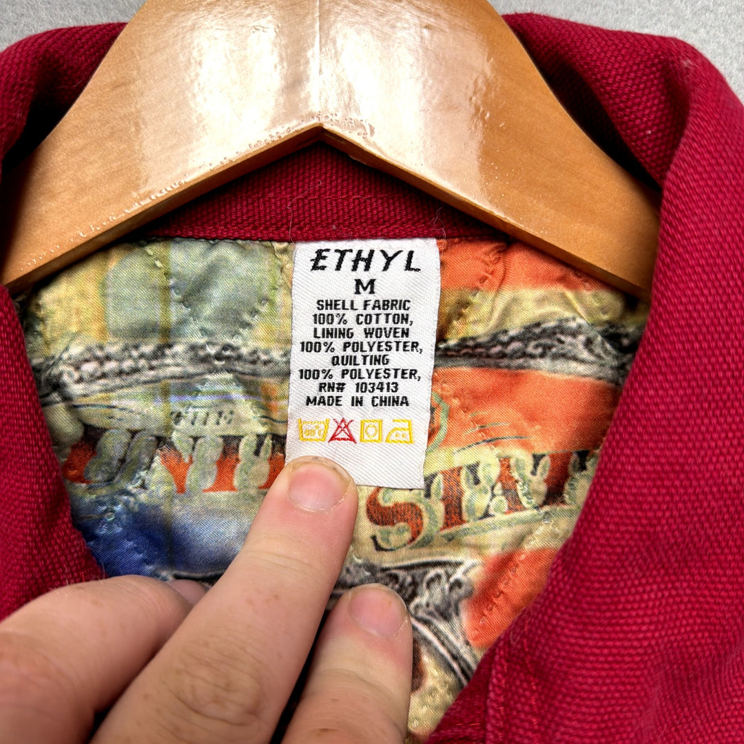 Women's Ethyl Red Detroit Style Canvas Jacket W/ Quilted Liner Medium