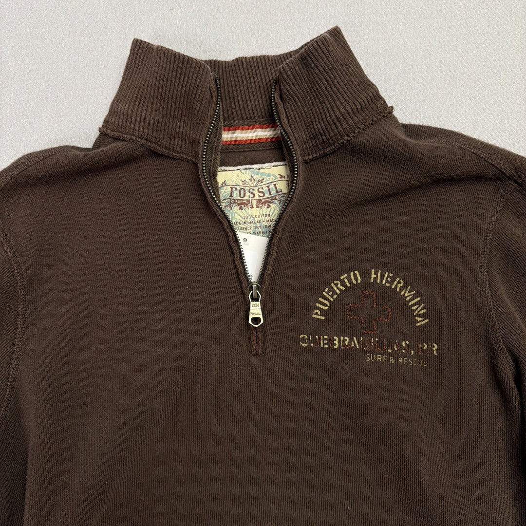 Vintage Fossil Puerto Hermana Quarter Zip Sweatshirt Size Medium