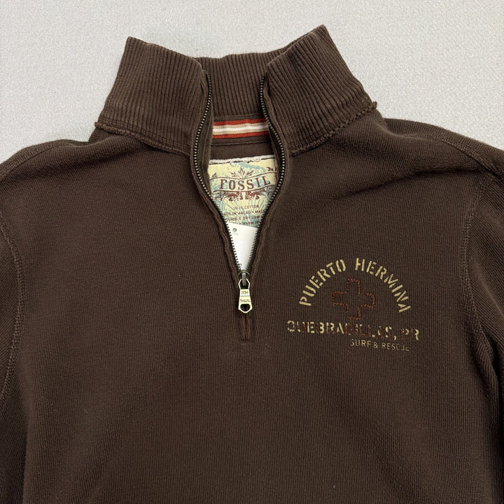 Vintage Fossil Puerto Hermana Quarter Zip Sweatshirt Size Medium