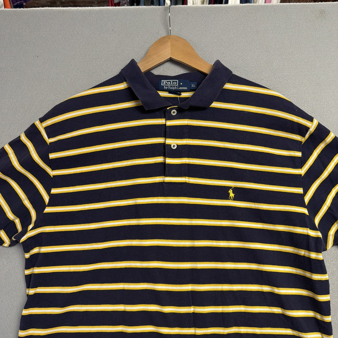 Vintage Ralph Lauren Yellow and Blue Polo Shirt Size XL