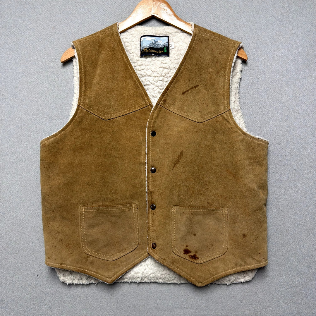 Vintage Fieldmaster Suede Sherpa Vest Size Medium