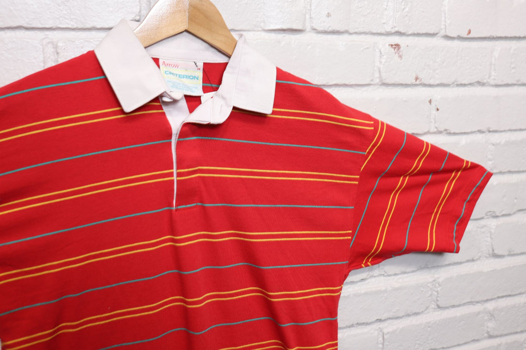 80s arrow criterion striped polo shirt size medium