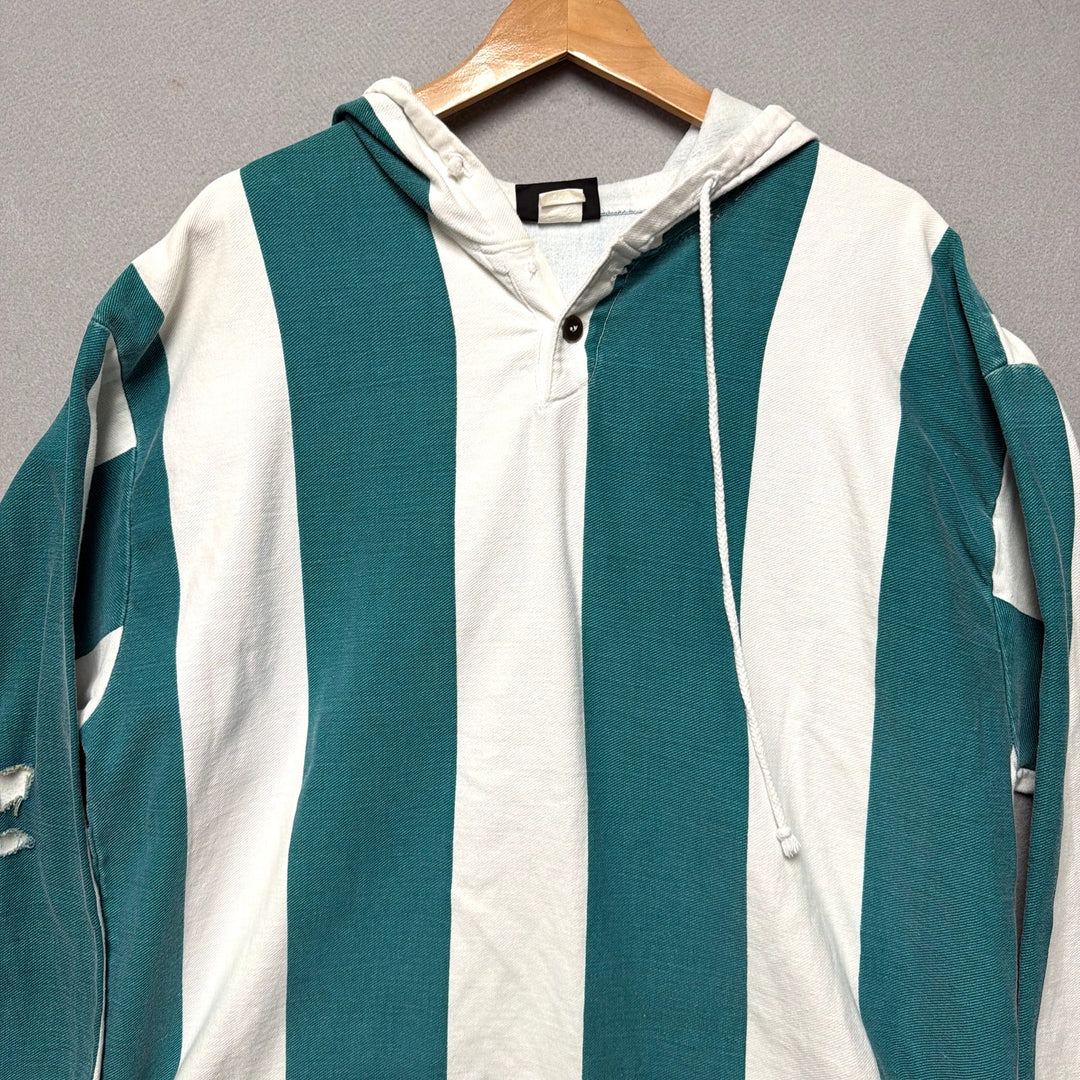 Vintage Blue and White Stripe Hoodie Size Large