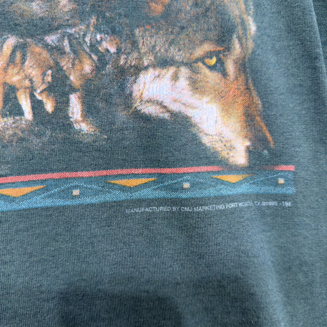 3D Emblem Wolf Vintage T Shirt Size Medium 90s