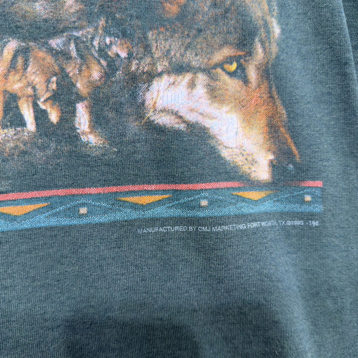 3D Emblem Wolf Vintage T Shirt Size Medium 90s