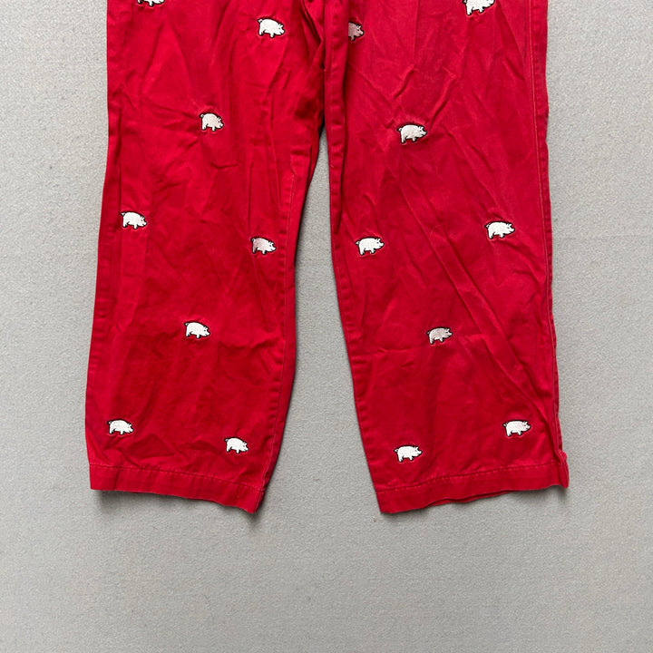 Washed Stone And Beaten Embroidered Pig Arkansas Pants Size 33x27