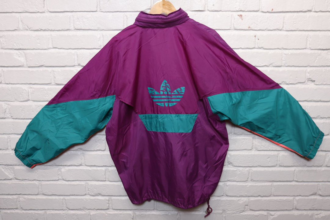 80s adidas purple teal and pink windbreaker jacket size medium